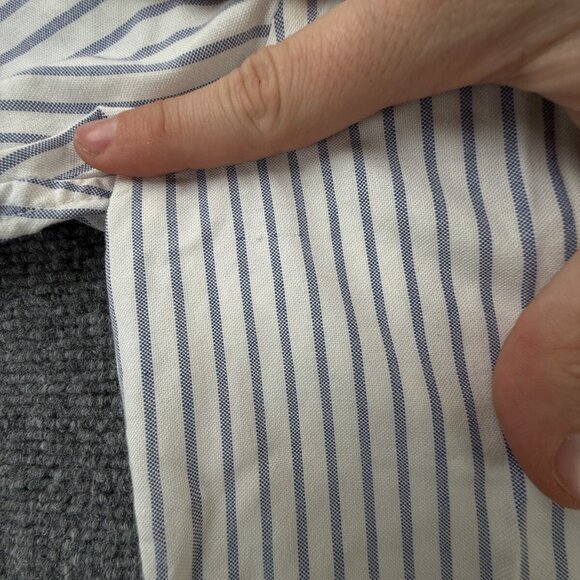 Brooks Brothers 16.5 Classic Fit Button Up Shirt Short Sleeve Striped Blue White - Picture 14 of 16